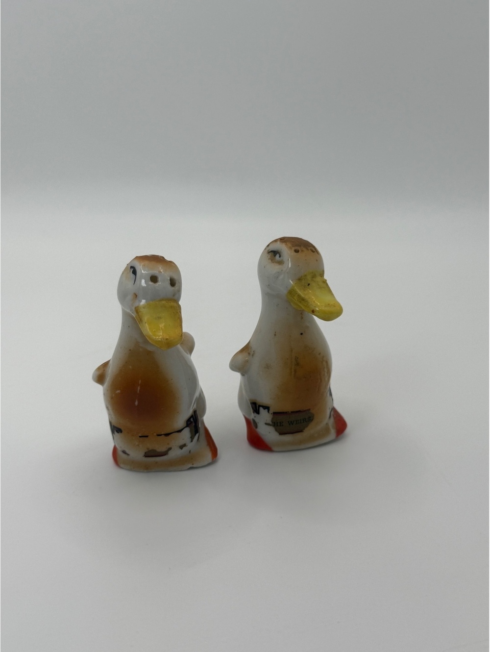 Vintage Duck Salt Pepper Shakers Ceramic Figural Pair Kitchen Decor, Cute